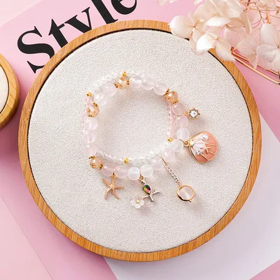 Розовый Кристалл Шарм серебряные браслеты и браслеты для женщин с AliExpress бисер Мурано ювелирный женский браслет pulseira feminina