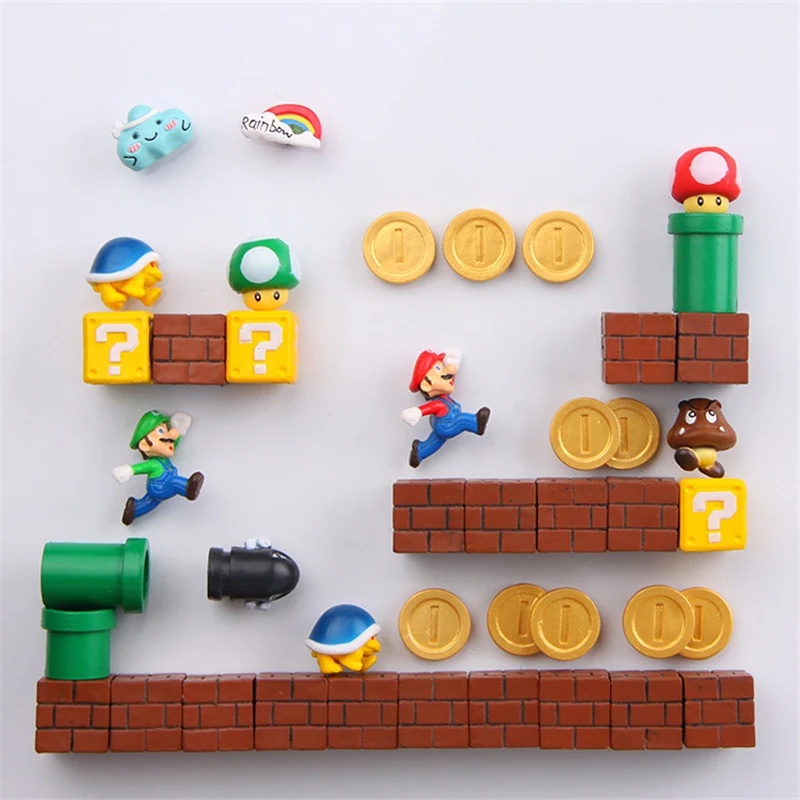 Супер Марио DIY магнит на холодильник ТВ FC детская игра мультфильм игровой мультфильм 3D коробка льда Пастер ледяная коробка стикер