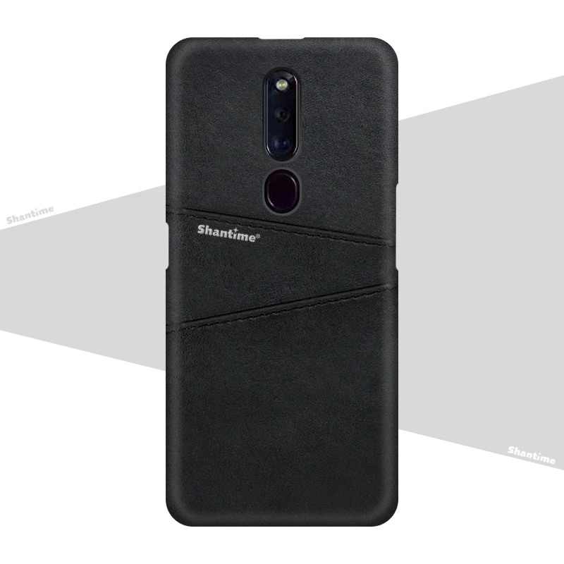 Роскошные Винтаж кожа назад чехол для OPPO F11 чехол для телефона для OPPO F11 Pro слот для карты из искусственной кожи чехол - Цвет: Black