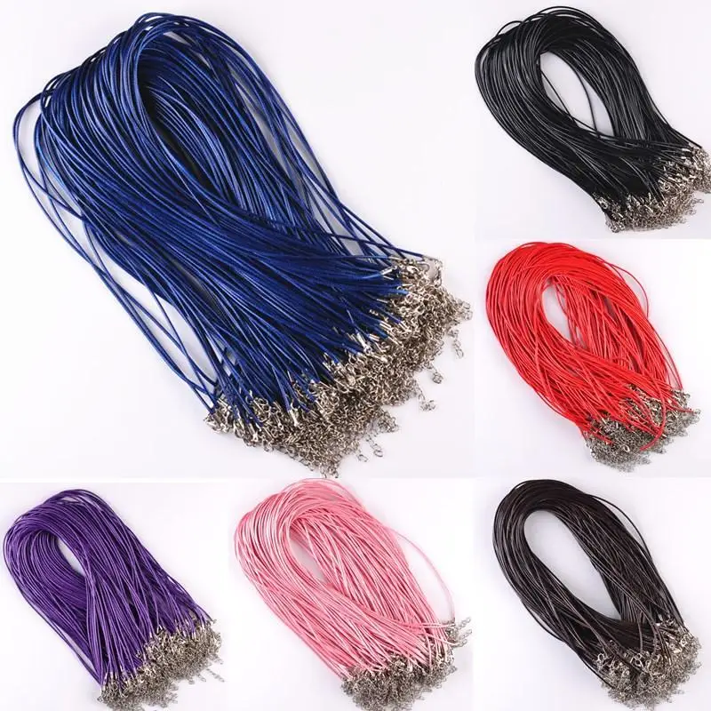 

Fashion10 Pcs DIY 1.5mm Necklaces Bracelet Lobster Clasp Real Leather Adjustable Chains Charms Findings String Cord Necklace