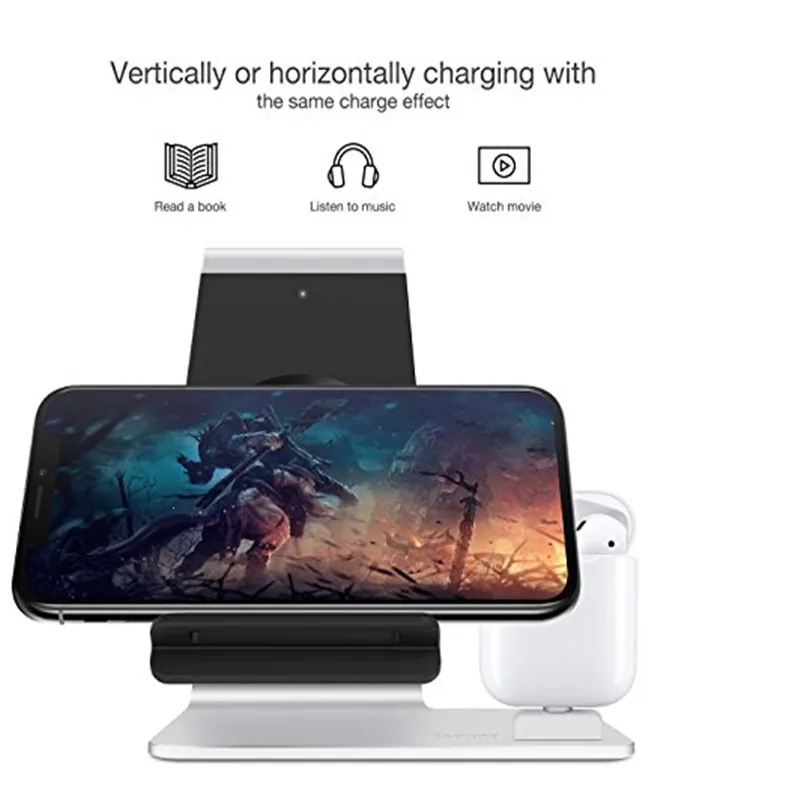 Беспроводное зарядное устройство FMAN 2 в 1 Qi для iPhone 6/7/8/X Plus Samsung Galaxy S6/S7/S8 Apple i Watch