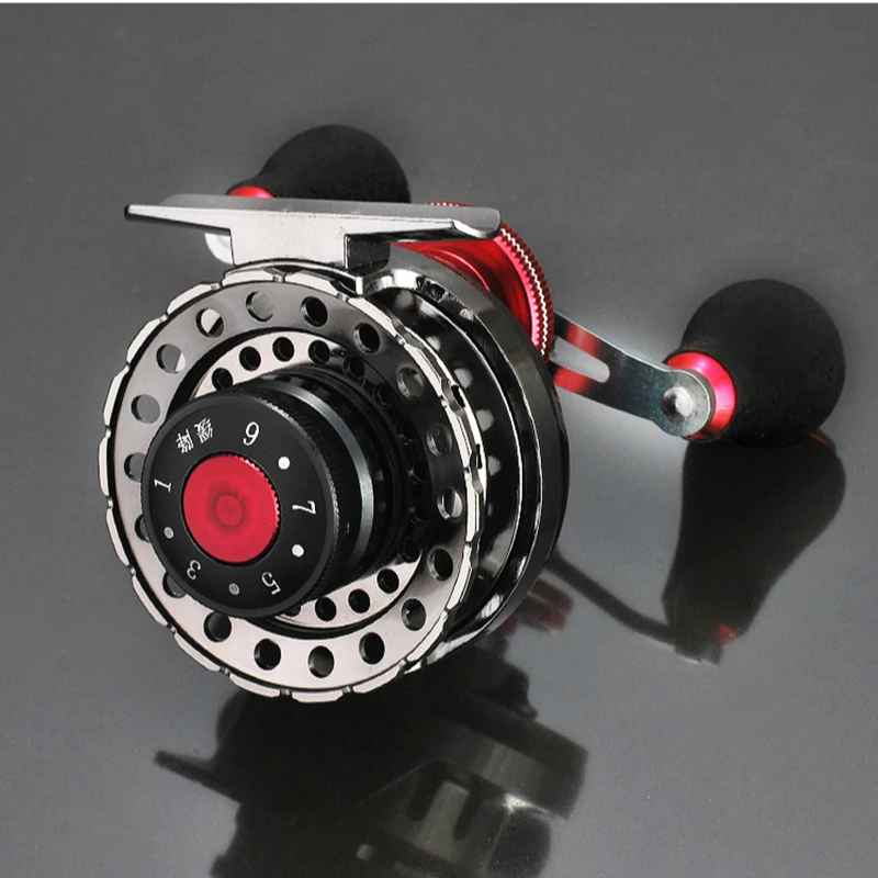

New Metal Fishing Reel Lure Spinning Fly 6+1BB Fish Wheel Fishline 2.6:1 Baitcasting Left Right Hand Red Drum Raft Baitcast 228g