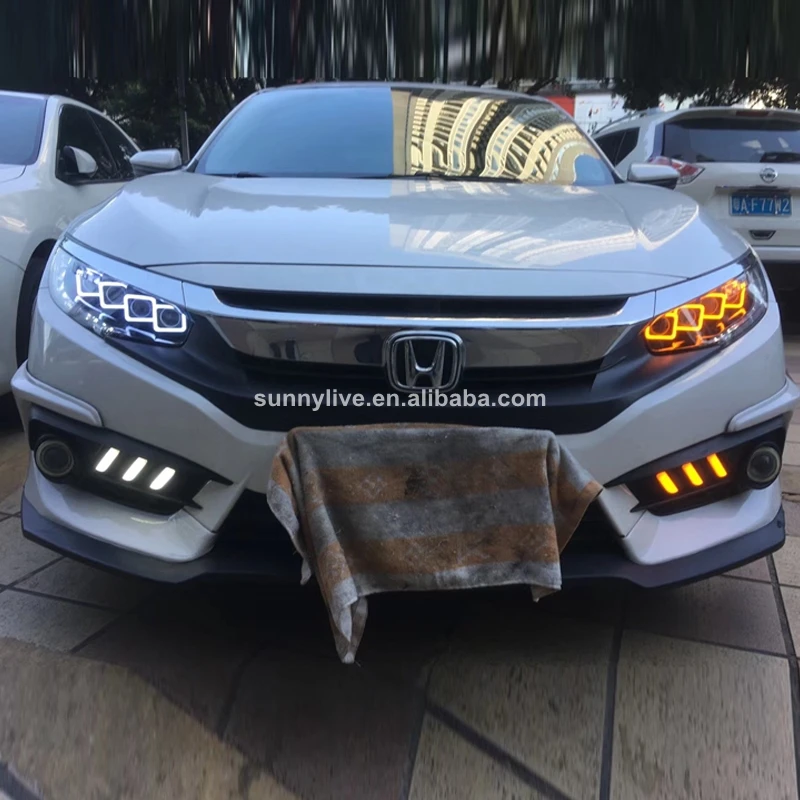 Светодиодная фара для Honda Civic 2016 2017 года передней фары BUGATTI Style JL|Фара авто в сборе| |
