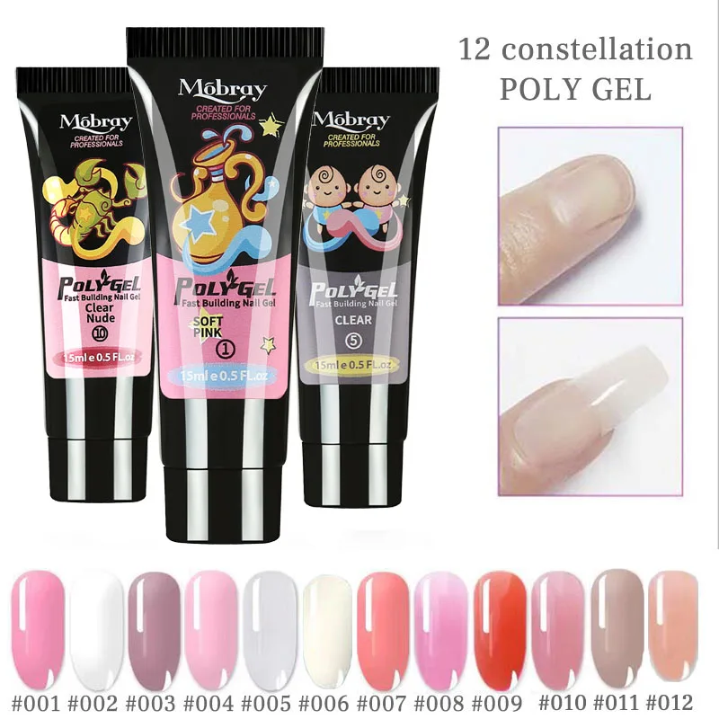 

15ml Gel nail Goly Gel 12 constellations Nail Acrylic Poly UV Gel Gel LED Nail Quick Builder extend Gel 12 colors Manicure Tool