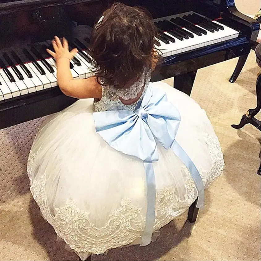 Princess Baby Kids Girl Bowknot Lace Floral Dress Christmas Party Formal Dresses Children Bridesmaid Pageant | Детская одежда и