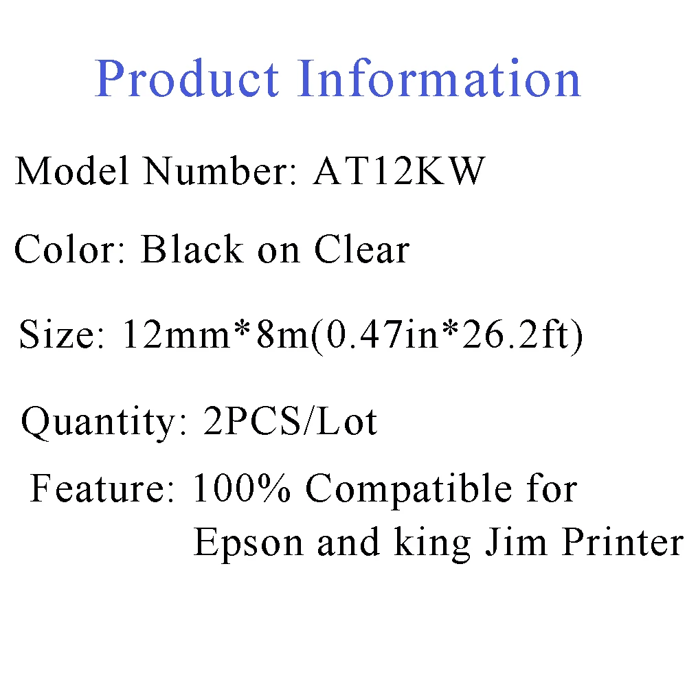 2 шт. ST12K этикетка 12 мм кассета для заправки совместимые Epson LabelWorks LC 4WBN9 LW 300 400 500 600P