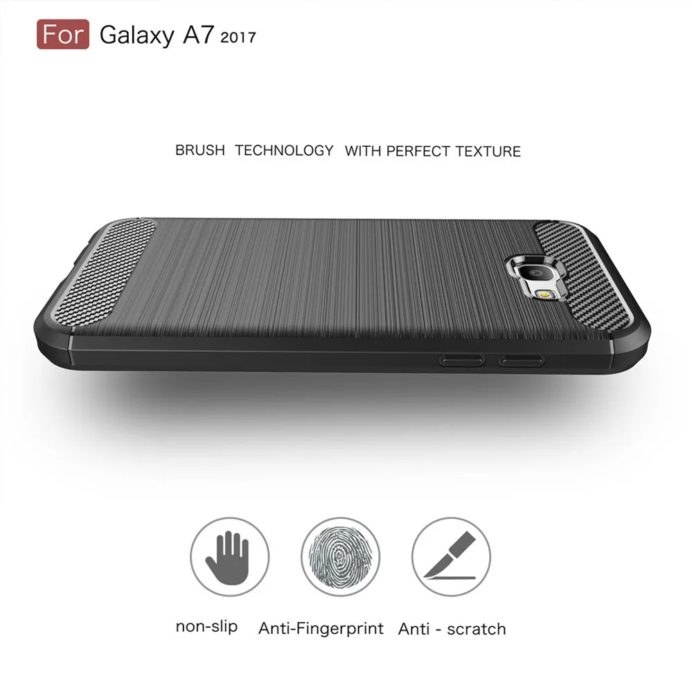 Для Samsung Galaxy A7 2017 [углеродного волокна] 2in1 мода Премиум матовый Панцири ТПУ Мягкая