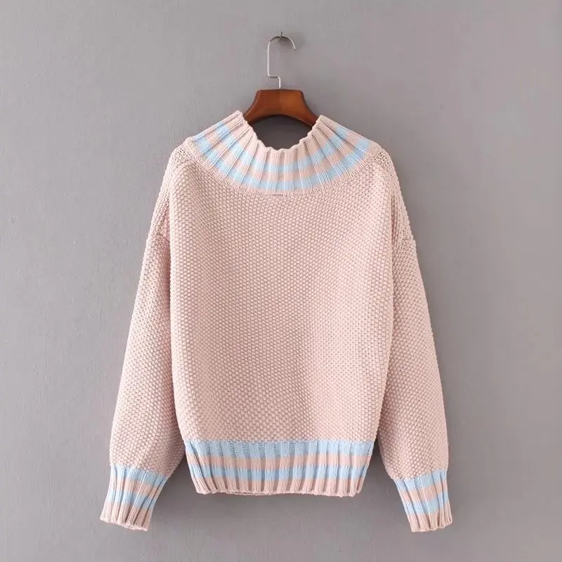 OMCHION Pull Femme 2018 осенние корейские Лоскутные женские свитера и пуловеры с v-образным