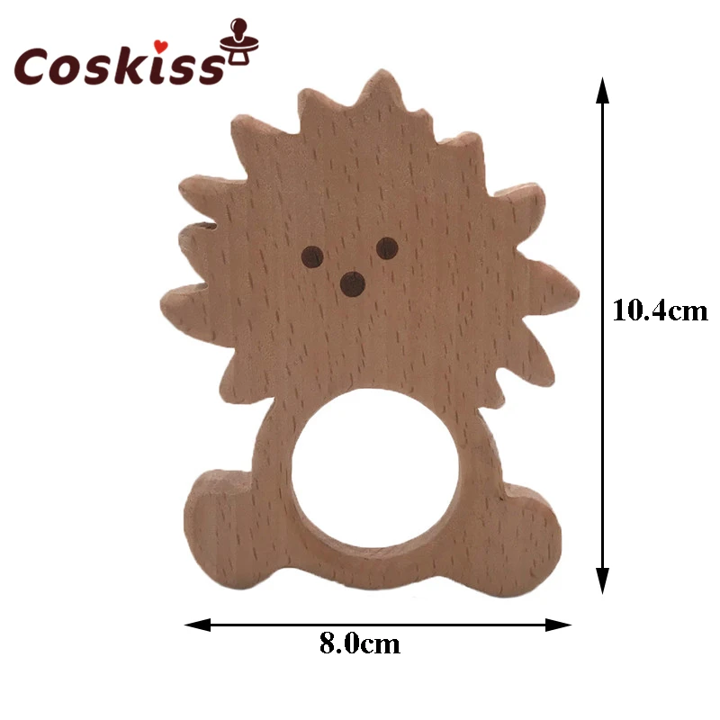 Mordedor org&aacute;nico de madera para beb&eacute;, mordedor de Le&oacute;n Natural, juguete de agarre para dentici&oacute;n, regalo para Baby Shower-1