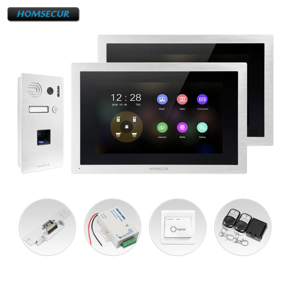 HOMSECUR 10 &quotпроводной AHD видео домофон система отпечатков пальцев доступа для