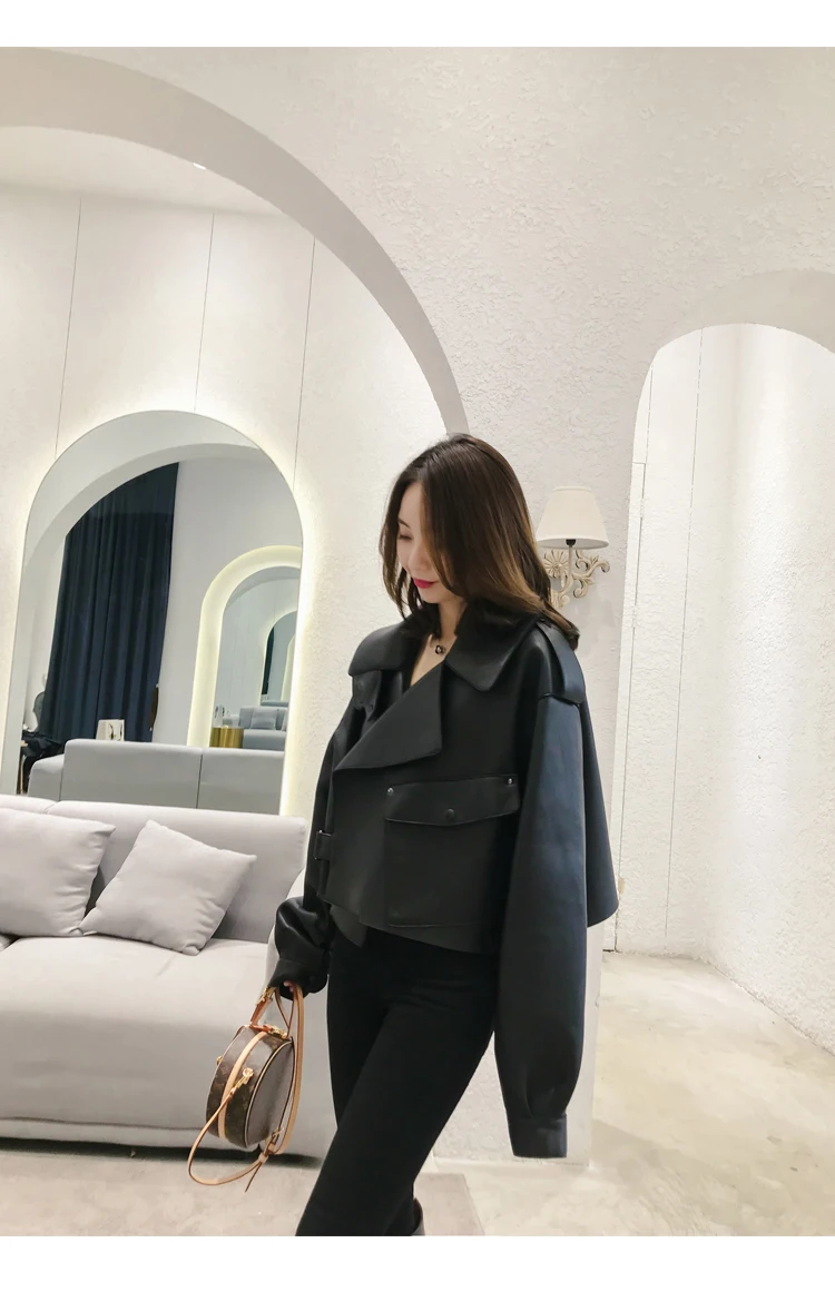 Женские Coat2019Autumn зимние; из овечьей кожи; женские Куртки из натуральной кожи из натуральной овечьей кожи короткие женские туфли больших размеров