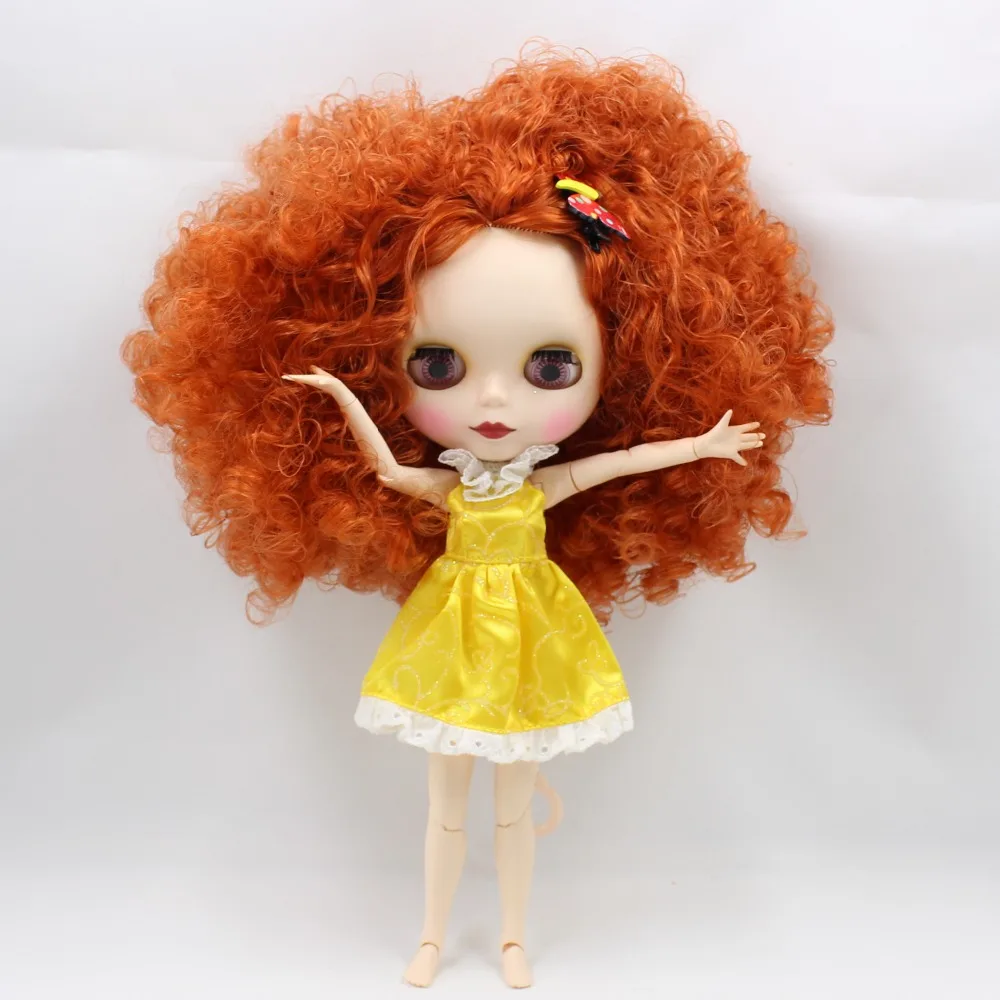 Ледяной DBS Blyth кукольные-коричные вьющиеся волосы шарнирное тело матовая лицевая