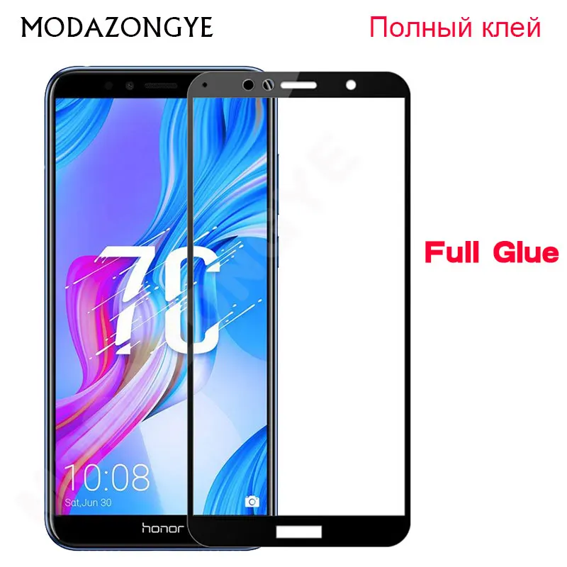 Закаленное стекло с полным покрытием для Honor 7C защита экрана Huawei 7 C фото русская