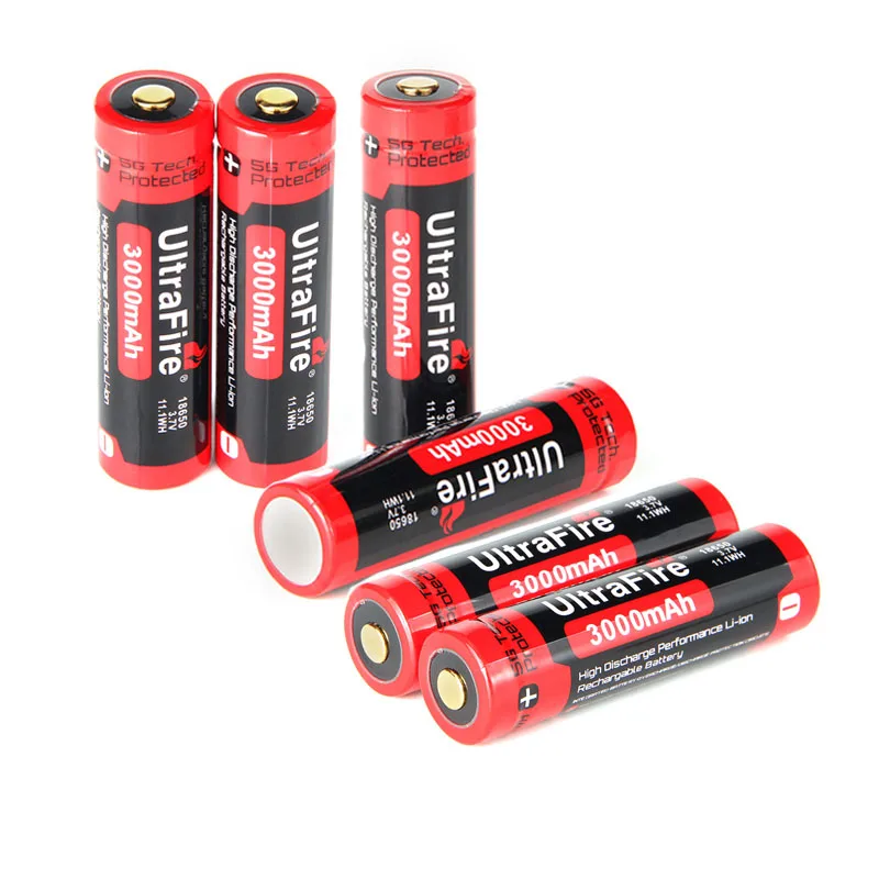 100% Новый оригинальный литиевый перезаряжаемый аккумулятор UltraFire 18650 3 7 в 3000 мАч