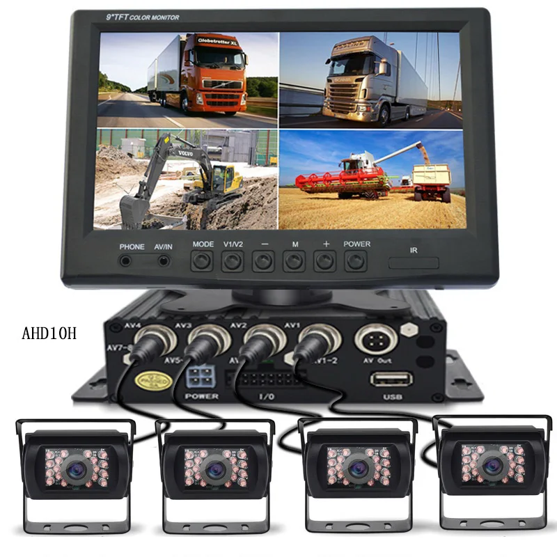 9 inch AHD10H QXNY DC12V-24V " ЖК-дисплей 4CH видео вход Автомобильный видео монитор для фронтальной камеры заднего вида камера Quad split экран 13 Режим дисплей SD MDVR - Цвет: 9 inch AHD10H