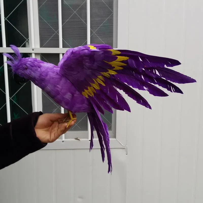 Большая имитация фиолетового попугая игрушка реалистичные крылья попугай