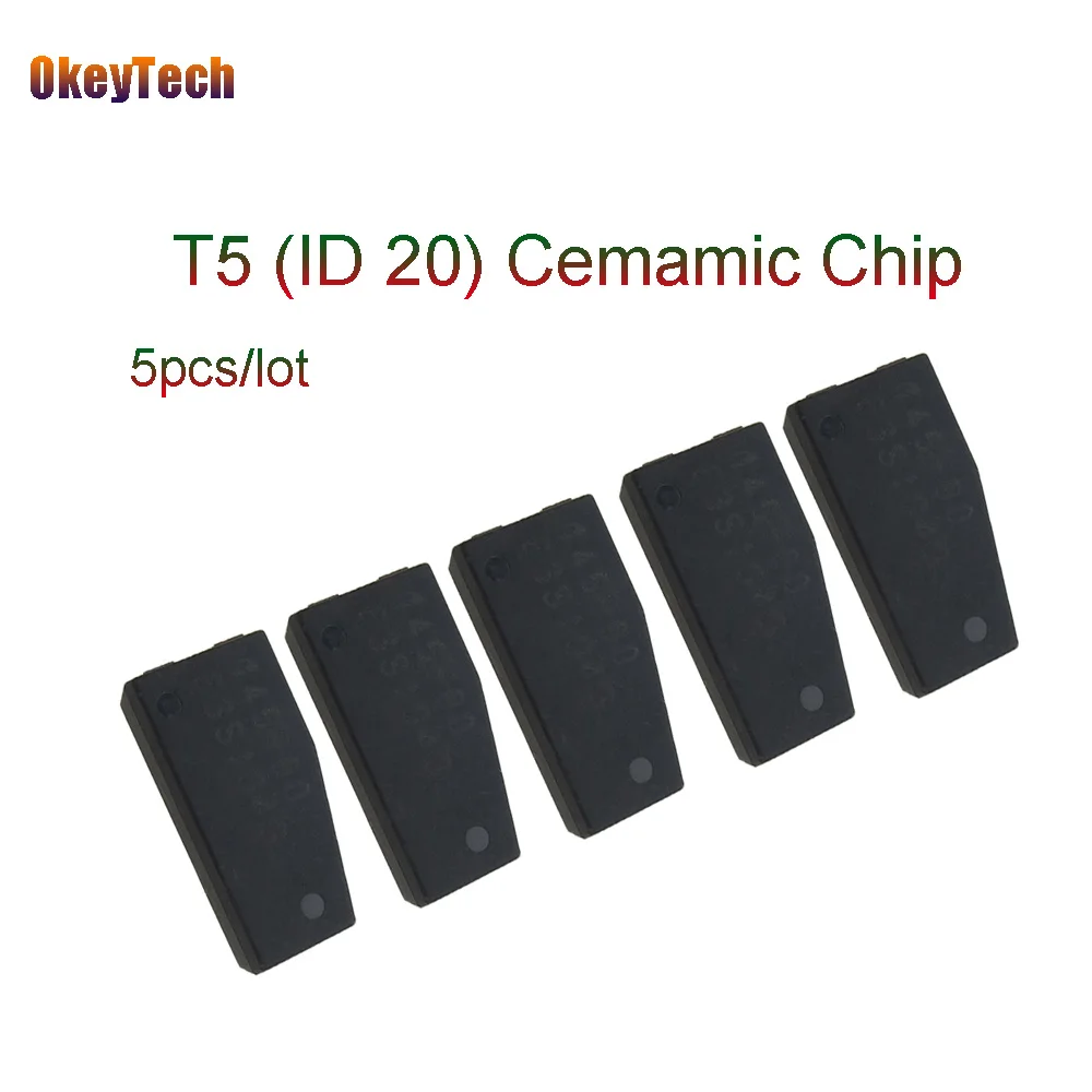 

OkeyTech 5pcs/lot Professional T5 ID20 Car Key Chip Blank Ceramic Carbon Original Unlock Transponder for Locksmith Tool T5 Chip