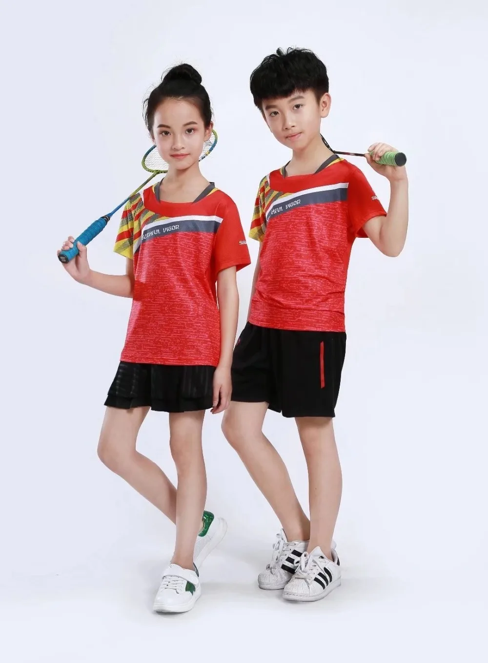 Теннисная футболка для девочек + юбки/шорты Детская одежда бадминтона тенниса