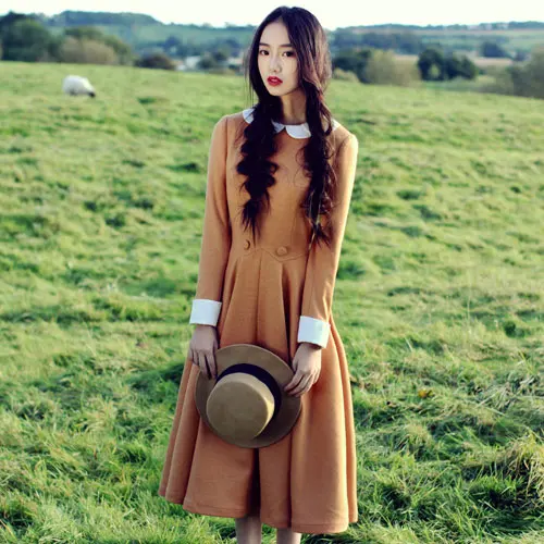 Весенне осеннее винтажное ретро платье кантри ветер женская одежда искусство