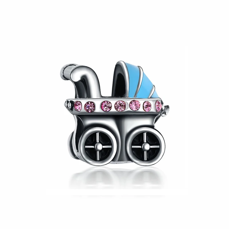 Baby Carriage Новинка, браслет из сплава с бусинами для путешествий, животных, звезд, любви, Микки, синего цвета, подходит для браслета Pandora, ожерелье, сделай сам, Женские Ювелирные изделия - Цвет: Baby Carriage