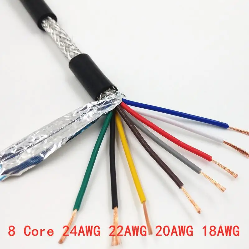 24AWG 6/7/8 жильный экранированный кабель 1 м чистой меди RVVP экранированный провод кабель управления UL2547 сигнала ВИР - Цвет: 8C