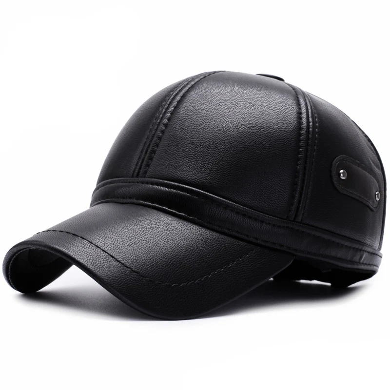 Высококачественная зимняя мужская кожаная бейсбольная кепка s с наушниками