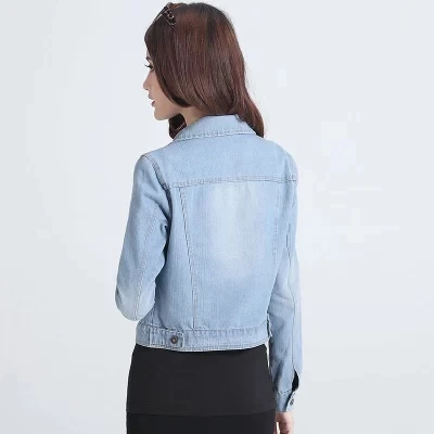 Женская джинсовая куртка Повседневная тонкая короткая с длинными рукавами