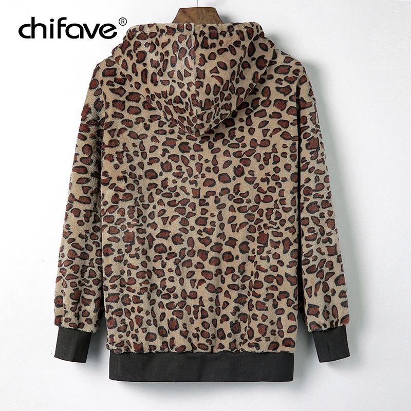 chifave 2018 Fashion Winter Woman's Sweatshirt Leopard Print Hoody Ladies Plus Sizes Casual Flannel Oversize hoodie Sweatshirts | Женская