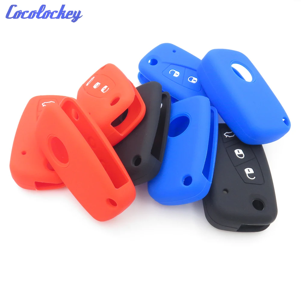 Cocolockey 3 кнопки силиконовый чехол для ключей от машины FIAT Panda Stilo Punto Doblo Grande Bravo 500