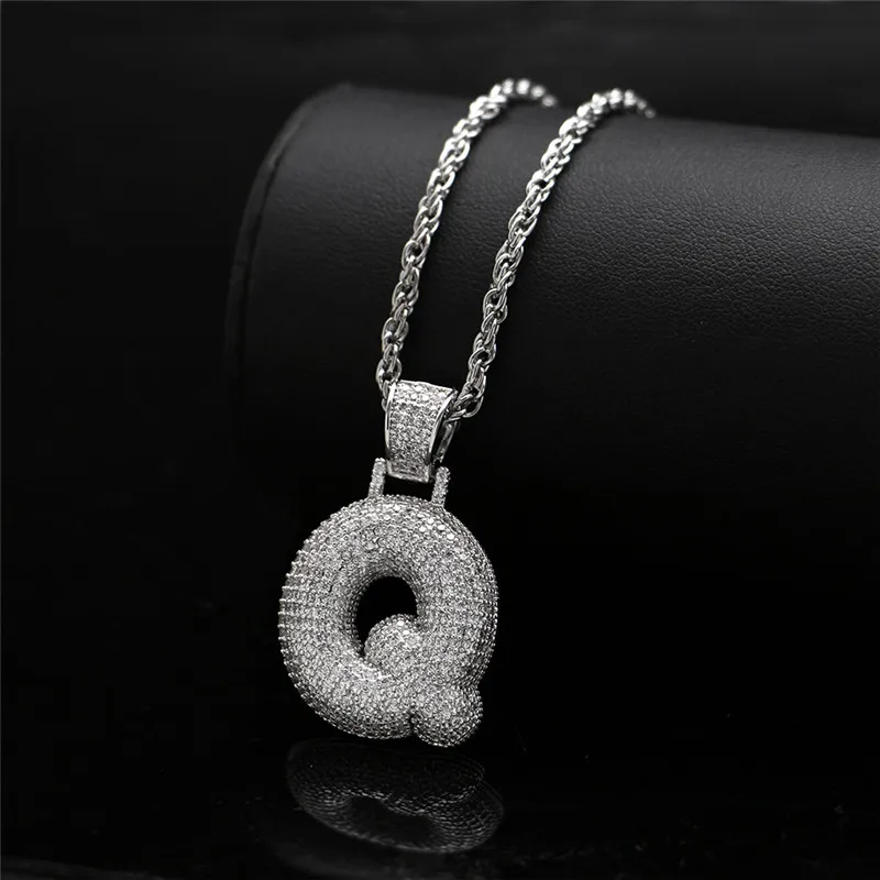 

Mainlead Custom Name Bubble Letters Pendant Necklaces For Mens Hip Hop Cubic Zircon Necklace Gold Silver Chain Jewelry