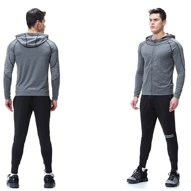 2 шт с длинным рукавом капюшоном мужской спортивный костюм быстросохнущая одежда