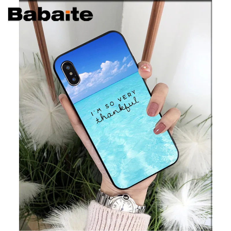 Babaite пляжные горный надпись «Blue Sky» ТПУ мягкий чехол для телефона чехол для iPhone 7, 8, 6, 6 S, Plus, 5, 5S SE XR X XS MAX корпус под плетенную сумку