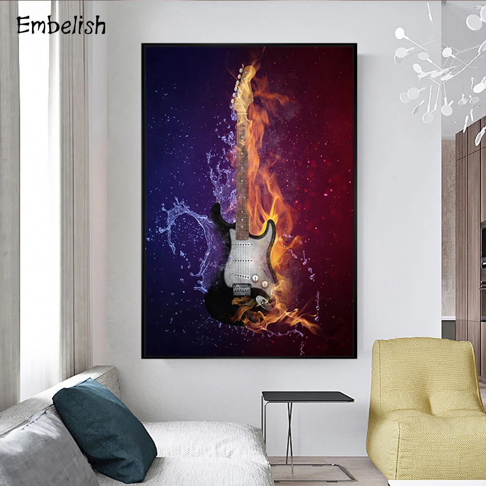 

Embelish 1 Pieces Large Size Fire Gurtar Modern Home Decor Pictures For Living Room HD Print Canvas Paintings Bedroom Artworks