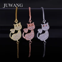 juwang diy kitten cat charm chain bracelets for woman girl adjustable silver color fashion bracelet jewelry for birthday gifts
