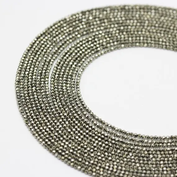 

Natural Pyrite Faceted Tiny Beads 2mm 3mm 4mm Faceted Round Spacer Tiny Beads,15.5"Full Strand