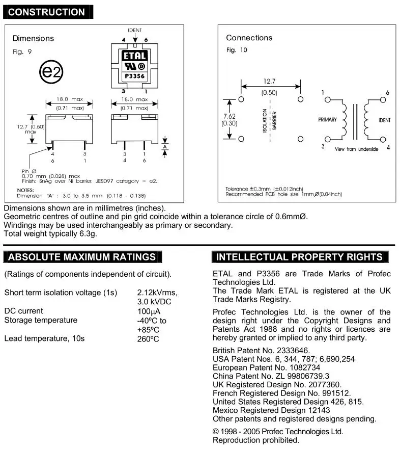 Оригинальный новый 100% P3356 permalloy 600R : 1:1 30 Гц 10 кГц цифровой аудио изоляционный