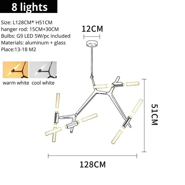 8 lights Artpad Post-современный скандинавский елочка современный подвесной светильник Гостиная Столовая гостиничный зал Современные подвесные лампы G9 Лампа - Цвет корпуса: 8 lights