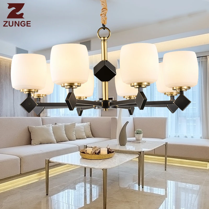 Modern LED luxury copper Chandelier Lights in the Living Room M790 large glass lighting fixtures lampadari lustre para sala | Лампы и