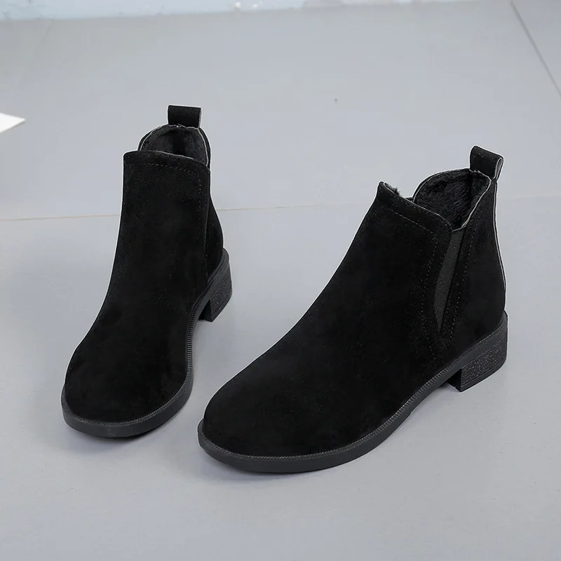 Ботильоны с круглым носком модные лаконичные женские ботинки челси на среднем