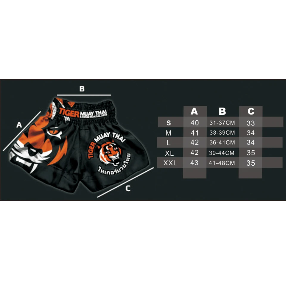 Шорты MMA Tiger для тайского бокса тренировочные воздухопроницаемые боксерские