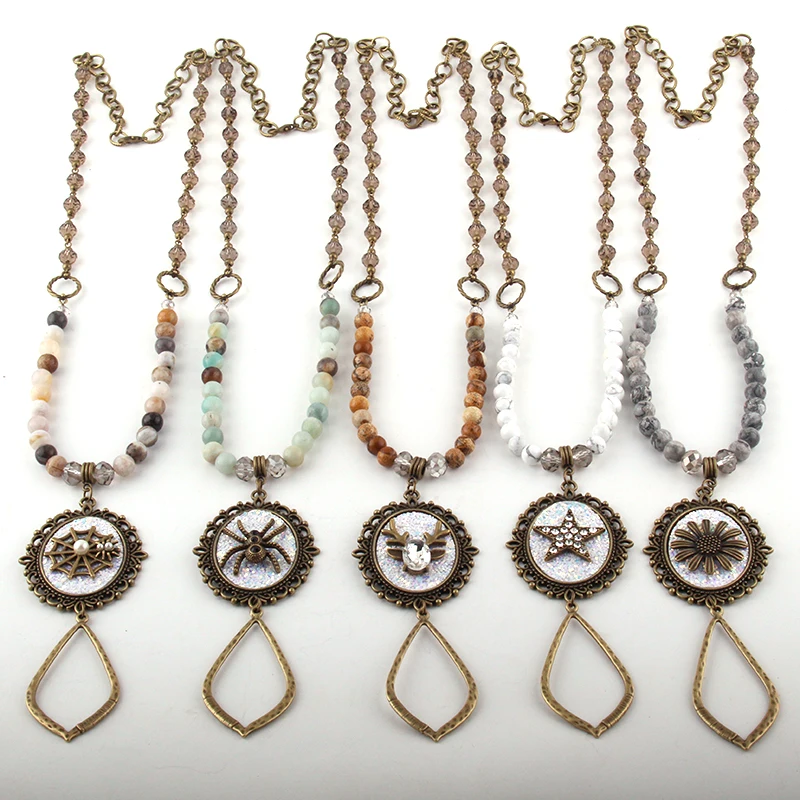 MOODPC модные ювелирные изделия из натурального камня и стекла цепочка кристаллов