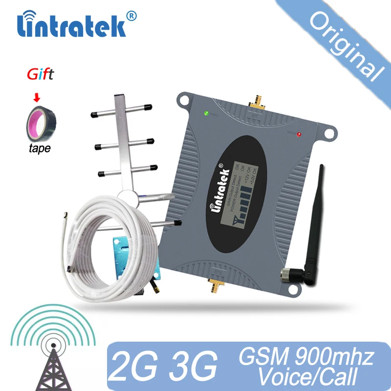 Усилитель сигнала Lintratek 2G GSM 900 МГц сотовый ретранслятор 65 дБ усилитель сотового