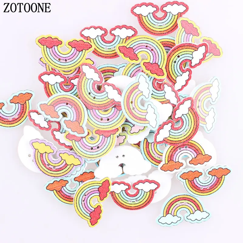 ZOTOONE 100 шт. два отверстия смешанный корлор деревянная Радуга кнопка мультфильм DIY