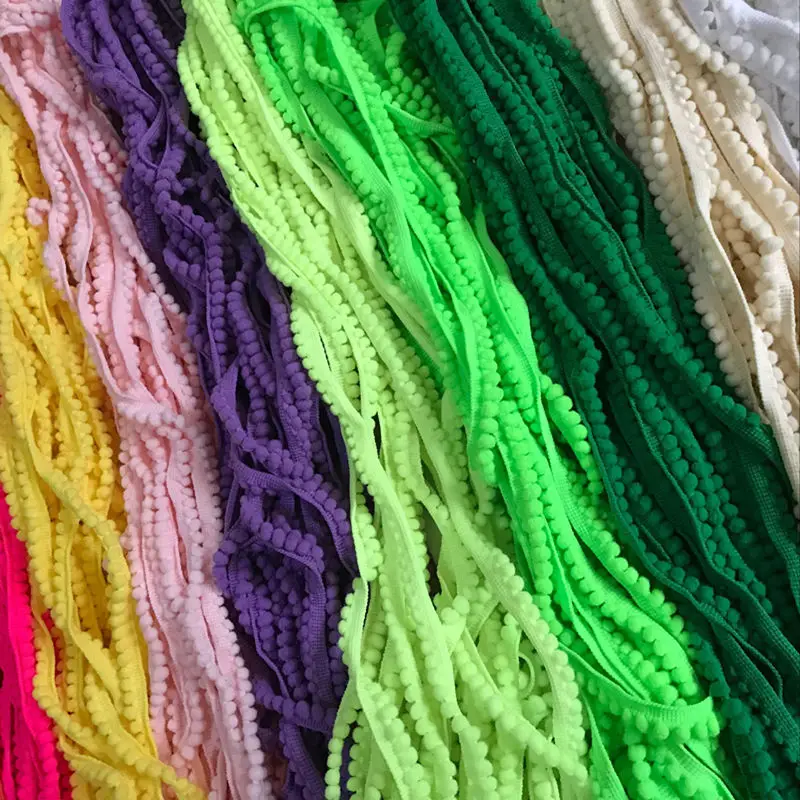 Горячая продажа 5 ярдов помпон отделка шар 10 мм Мини жемчужная лента с бахромой