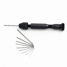 Мини микро алюминиевый ручной скрученный инструмент сверло с бесключевым патроном + 10x спиральные сверла DIY древесные вращающиеся инструменты