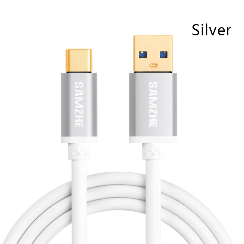 SAMZHE USB3.0 кабель для мобильного телефона type C 2.4A кабель для быстрой зарядки для Xiaomi mi 4C mi 5 4S OnePlus 2 Nexus 5 5X6 P MEIZU - Цвет: Серебристый