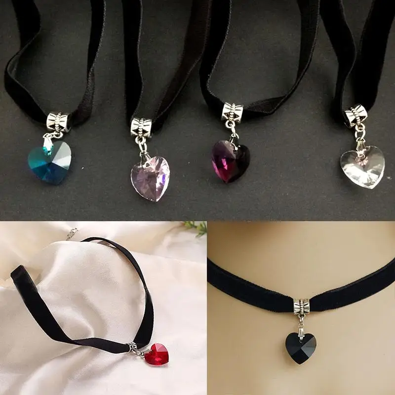 Ожерелье с подвеской в виде сердца готическом стиле|crystal choker|handmade necklaceheart crystal |