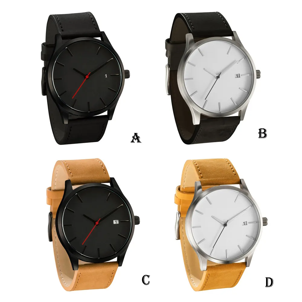 Fashion Casual Simple Unisex Men Watch Popular Low-key Minimalist Connotation Leather Men's Quartz Wristwatches montre homme | Наручные