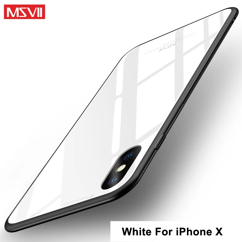 Чехол Msvii для iPhone X XR XS Max, чехол, тонкий роскошный чехол для Apple iPhone XR, чехол из закаленного стекла для iPhone X S Max, чехол s - Цвет: White