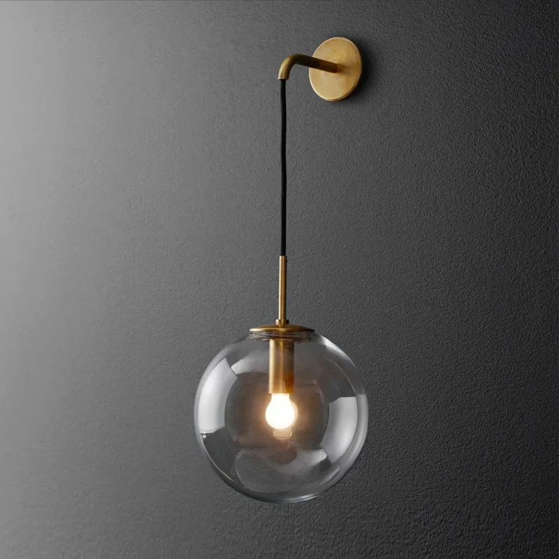 

Modern Glass Ball Wall Lamp Sconce Led Bedroom Wall Light Fixture for Home Decor Nordic Foyer Living Room Corridor Luminaire E27